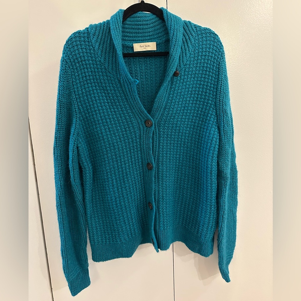 Paul Smith Men’s Blue Mohair Cardigan